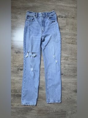 Abercrombie & Fitch Light Blue Straight Leg Distressed Jeans